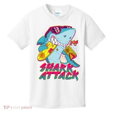 Funny Retro 80s Shark Attack Kids T-Shirt