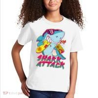 Funny Retro 80s Shark Attack Kids T-Shirt thumb 2
