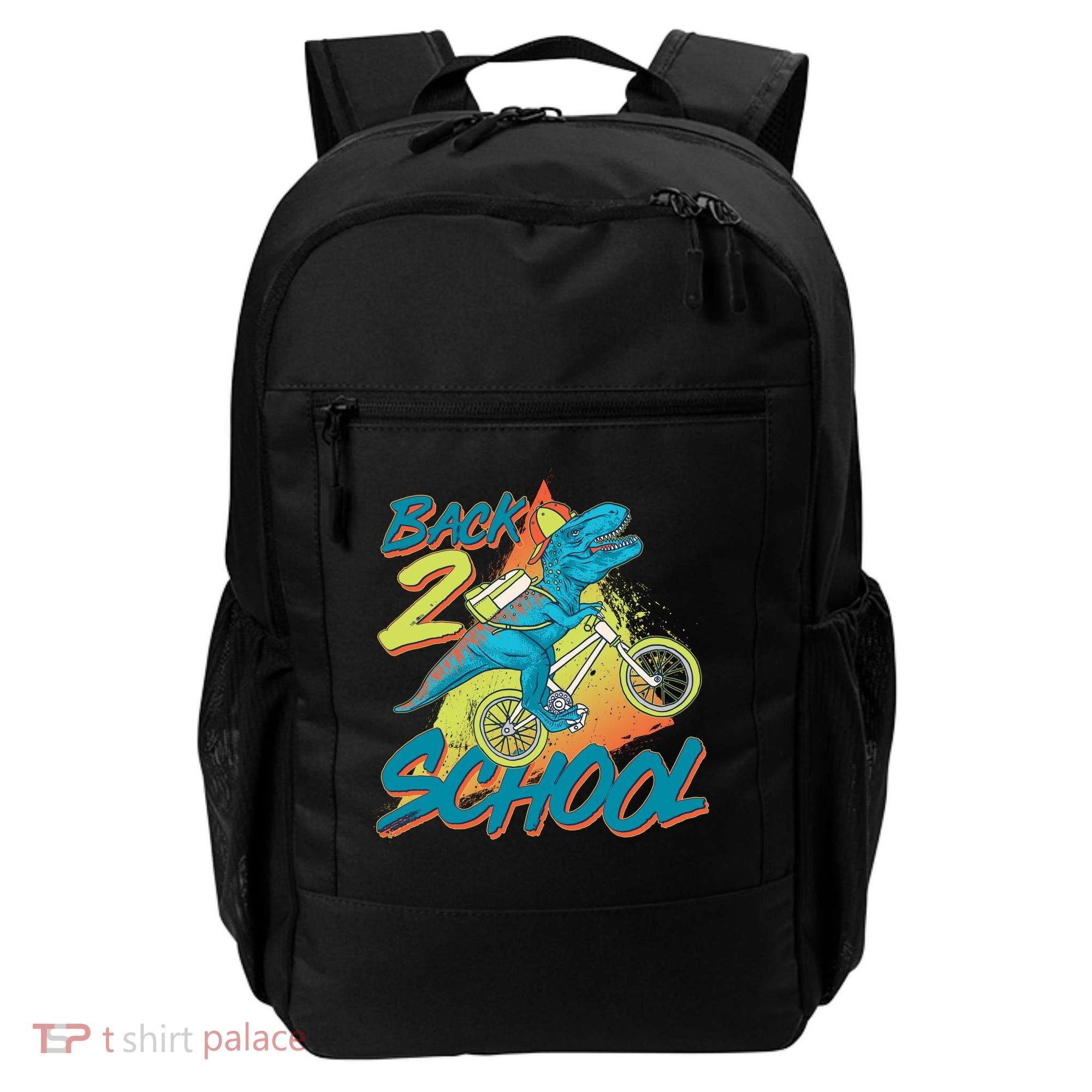 Funny Retro 80's 90's Back To 2 School TRex Dinosaur Bike Backpack