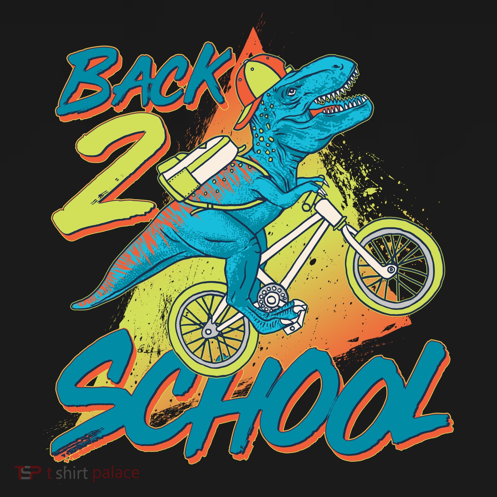 Funny Retro 80's 90's Back To 2 School TRex Dinosaur Bike Backpack