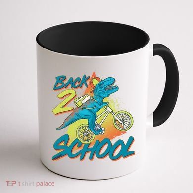 Funny Retro 80's 90's Back To 2 School TRex Dinosaur Bike Coffee Mug back