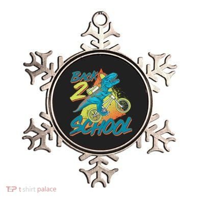 Funny Retro 80's 90's Back To 2 School TRex Dinosaur Bike Ornament