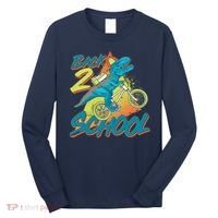 Funny Retro 80's 90's Back To 2 School TRex Dinosaur Bike Long Sleeve Shirt thumb 0