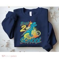 Funny Retro 80's 90's Back To 2 School TRex Dinosaur Bike Sweatshirt thumb 2