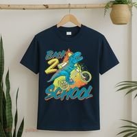 Funny Retro 80's 90's Back To 2 School TRex Dinosaur Bike T-Shirt thumb 2