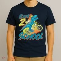 Funny Retro 80's 90's Back To 2 School TRex Dinosaur Bike T-Shirt thumb 3