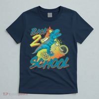 Funny Retro 80's 90's Back To 2 School TRex Dinosaur Bike T-Shirt thumb 5