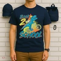 Funny Retro 80's 90's Back To 2 School TRex Dinosaur Bike T-Shirt thumb 6