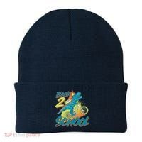 Funny Retro 80's 90's Back To 2 School TRex Dinosaur Bike Beanie thumb 0
