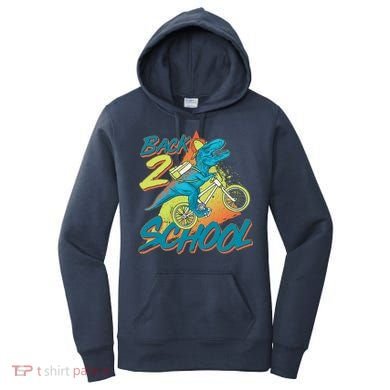 Funny Retro 80's 90's Back To 2 School TRex Dinosaur Bike Women's Hoodie