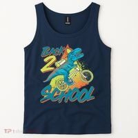 Funny Retro 80's 90's Back To 2 School TRex Dinosaur Bike Tank Top thumb 2