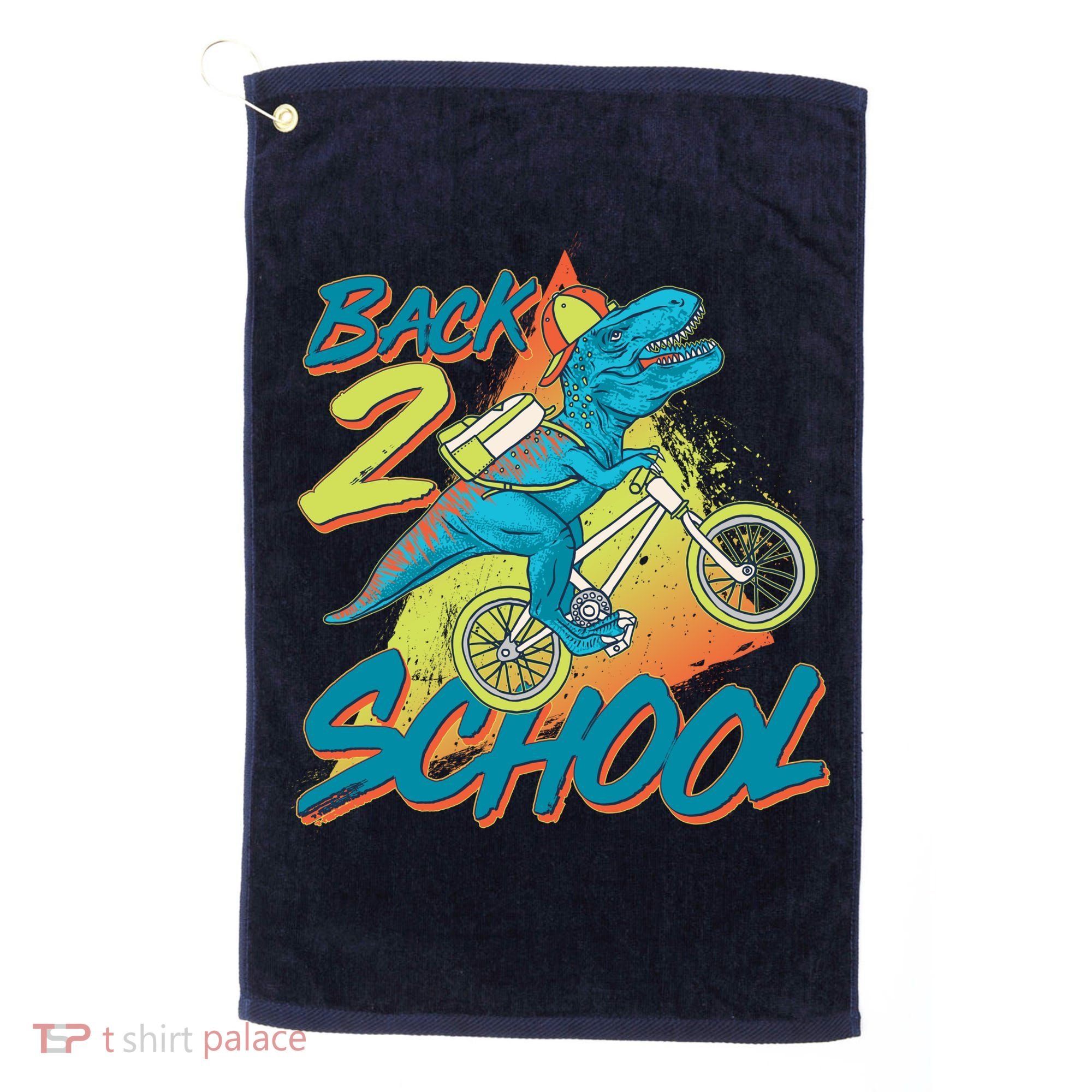 Funny Retro 80's 90's Back To 2 School TRex Dinosaur Bike Golf Towel