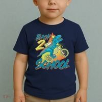 Funny Retro 80's 90's Back To 2 School TRex Dinosaur Bike Toddler T-Shirt thumb 2
