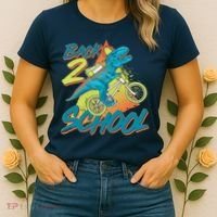 Funny Retro 80's 90's Back To 2 School TRex Dinosaur Bike Women's T-Shirt thumb 2