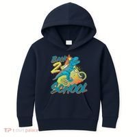 Funny Retro 80's 90's Back To 2 School TRex Dinosaur Bike Kids Hoodie thumb 0