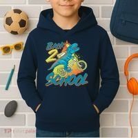 Funny Retro 80's 90's Back To 2 School TRex Dinosaur Bike Kids Hoodie thumb 2