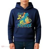 Funny Retro 80's 90's Back To 2 School TRex Dinosaur Bike Kids Hoodie thumb 4