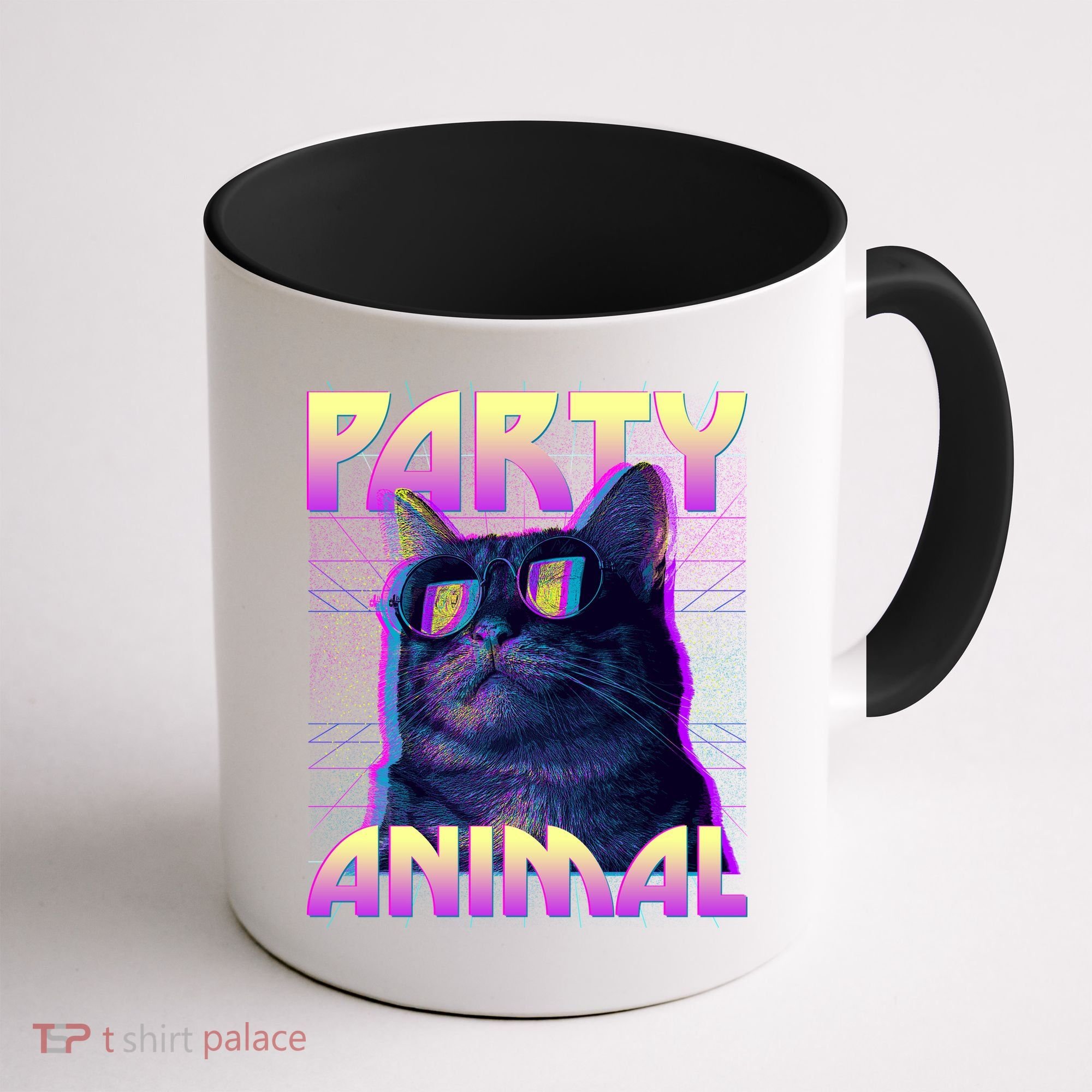 Funny Retro 80s Eighties Party Animal Cat Coffee Mug