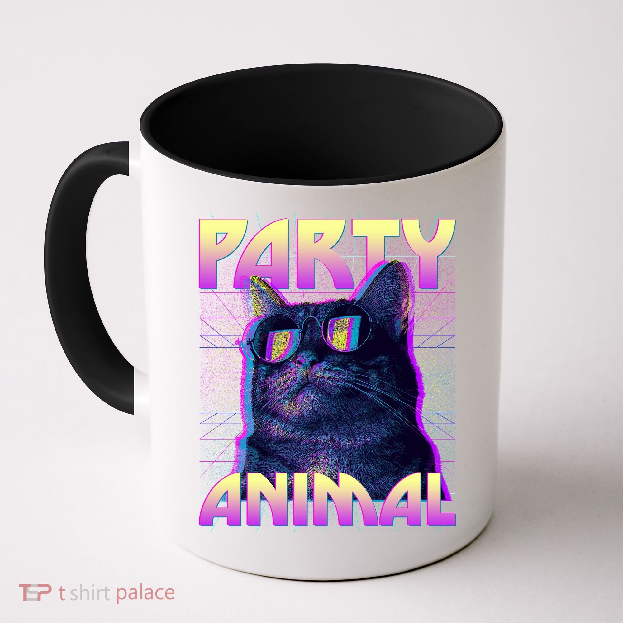 Funny Retro 80s Eighties Party Animal Cat Coffee Mug