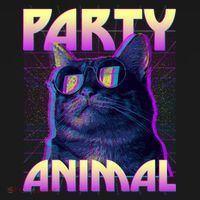 Funny Retro 80s Eighties Party Animal Cat Women's Hoodie thumb 2