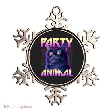 Funny Retro 80s Eighties Party Animal Cat Ornament