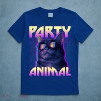 Funny Retro 80s Eighties Party Animal Cat T-Shirt thumb 5