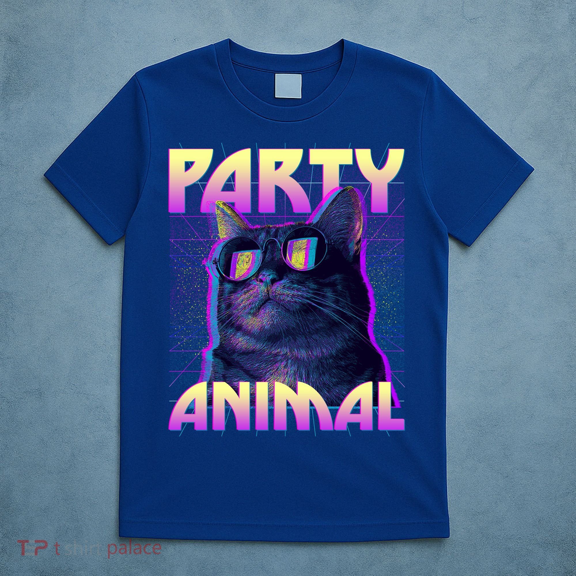 Funny Retro 80s Eighties Party Animal Cat T-Shirt