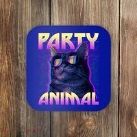 Funny Retro 80s Eighties Party Animal Cat Coaster thumb 0