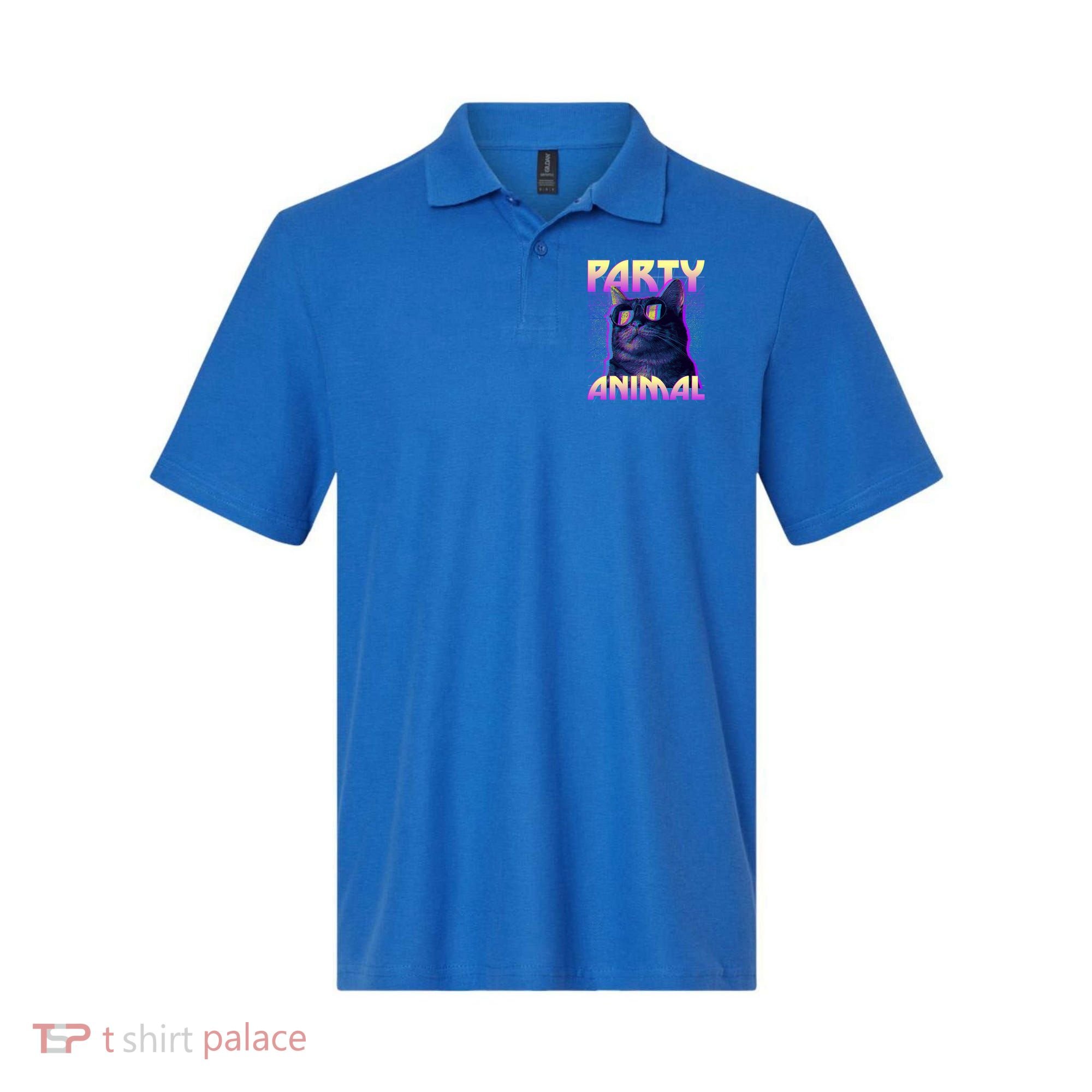 Funny Retro 80s Eighties Party Animal Cat Polo