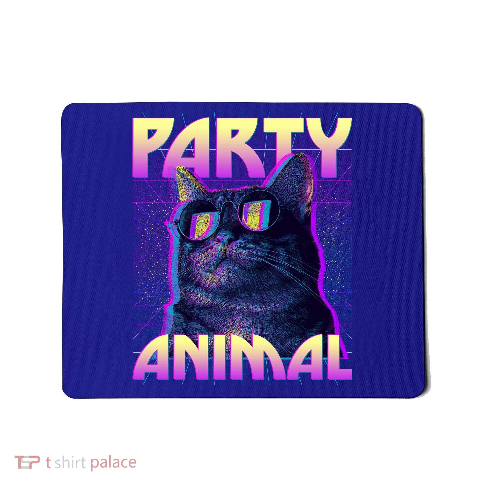 Funny Retro 80s Eighties Party Animal Cat Mousepad
