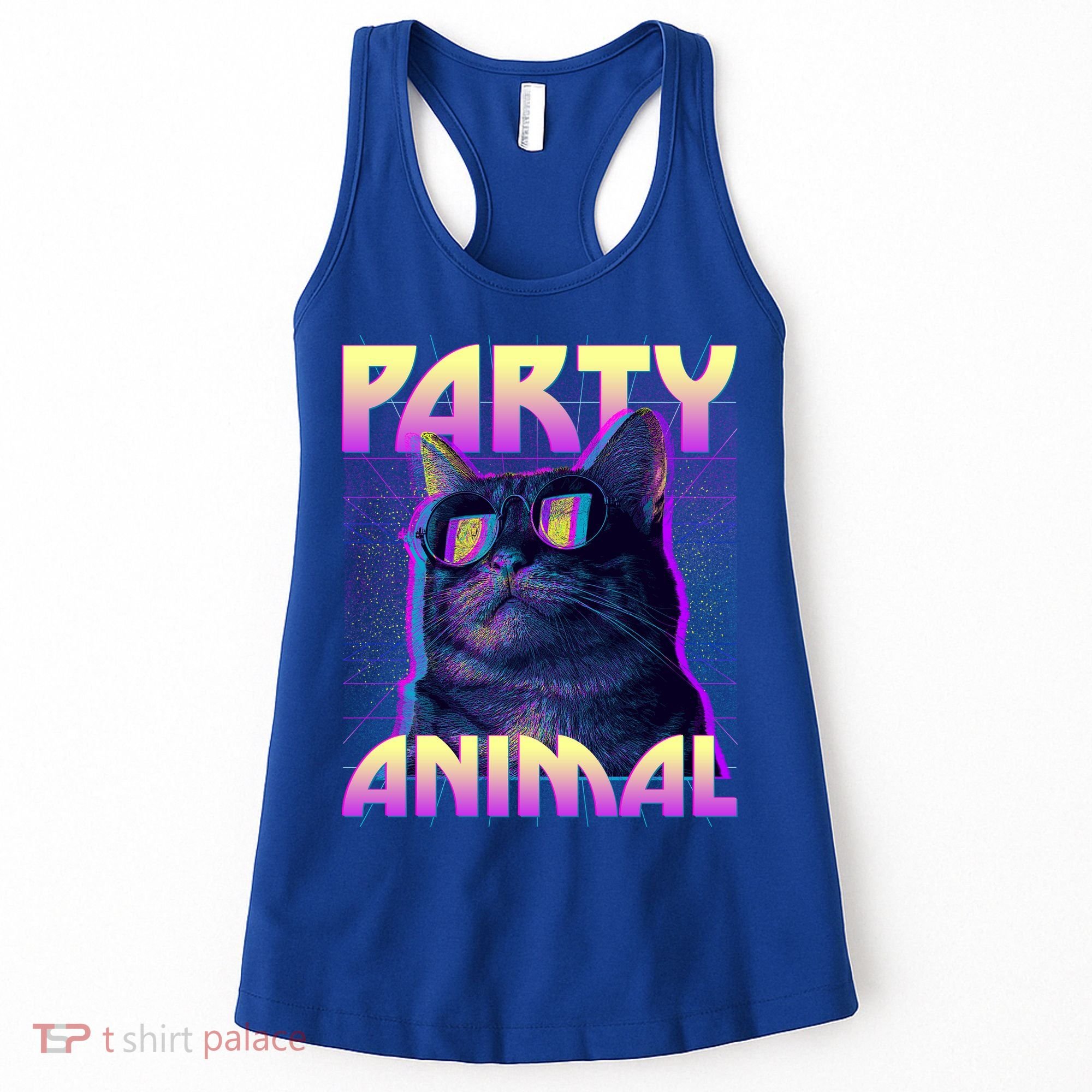 Funny Retro 80s Eighties Party Animal Cat Women's Tank Top