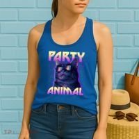 Funny Retro 80s Eighties Party Animal Cat Women's Tank Top thumb 2