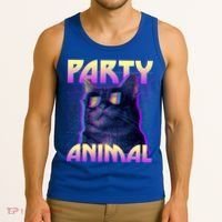 Funny Retro 80s Eighties Party Animal Cat Tank Top thumb 3