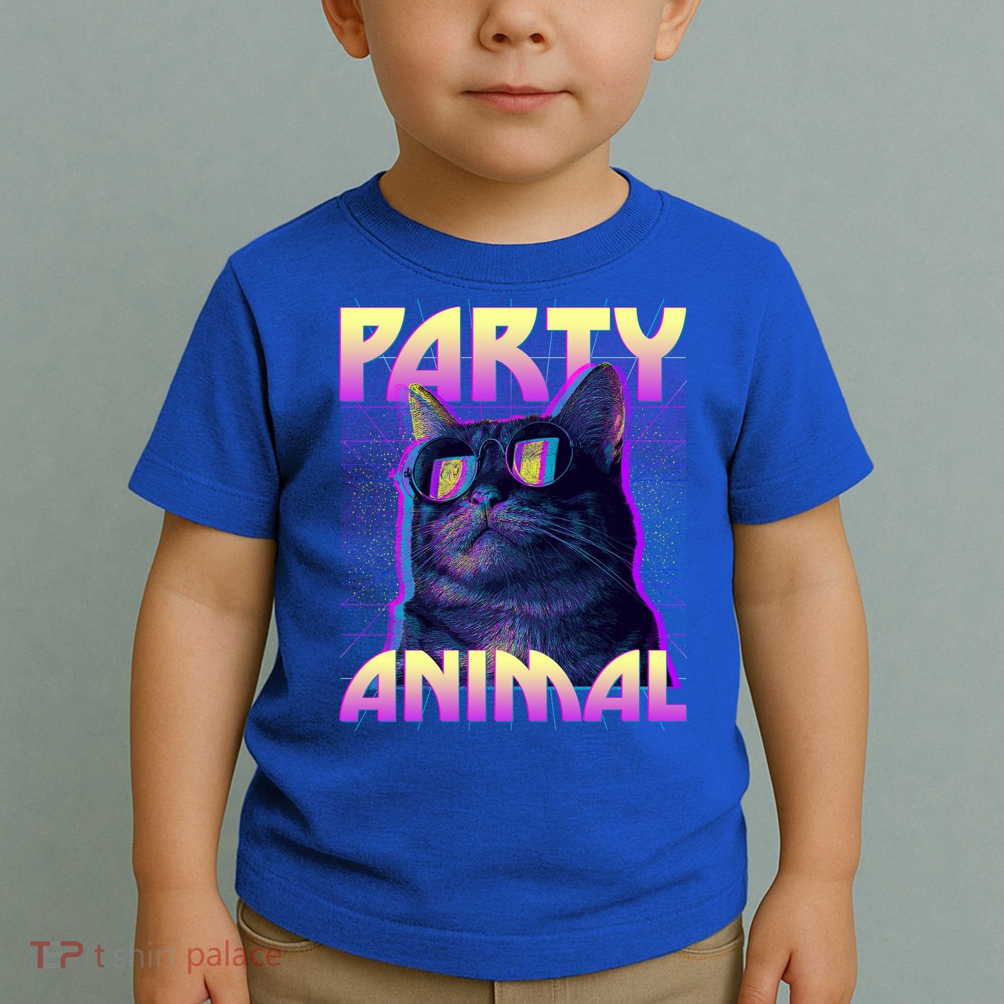 Funny Retro 80s Eighties Party Animal Cat Toddler T-Shirt