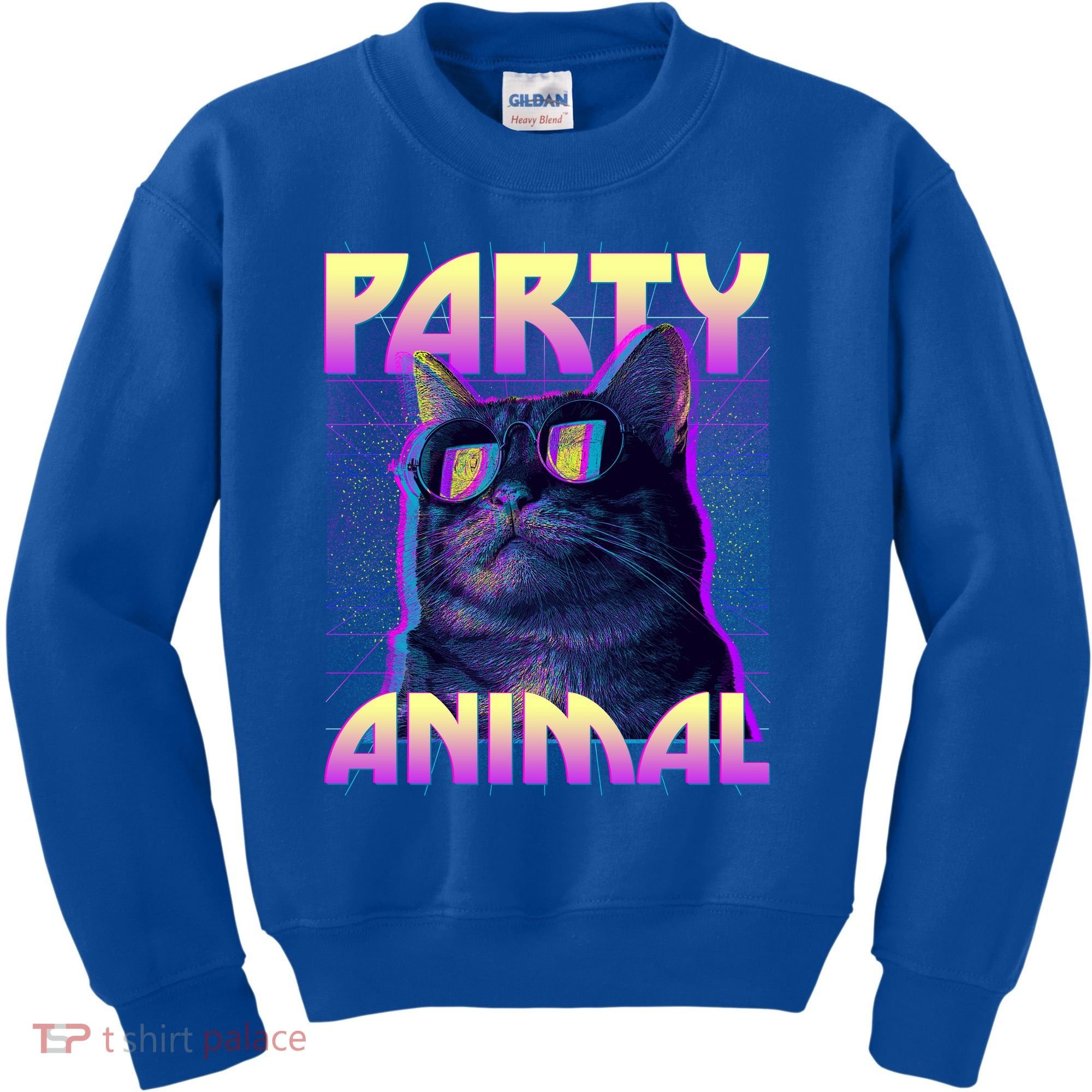 Funny Retro 80s Eighties Party Animal Cat Kids Sweatshirt