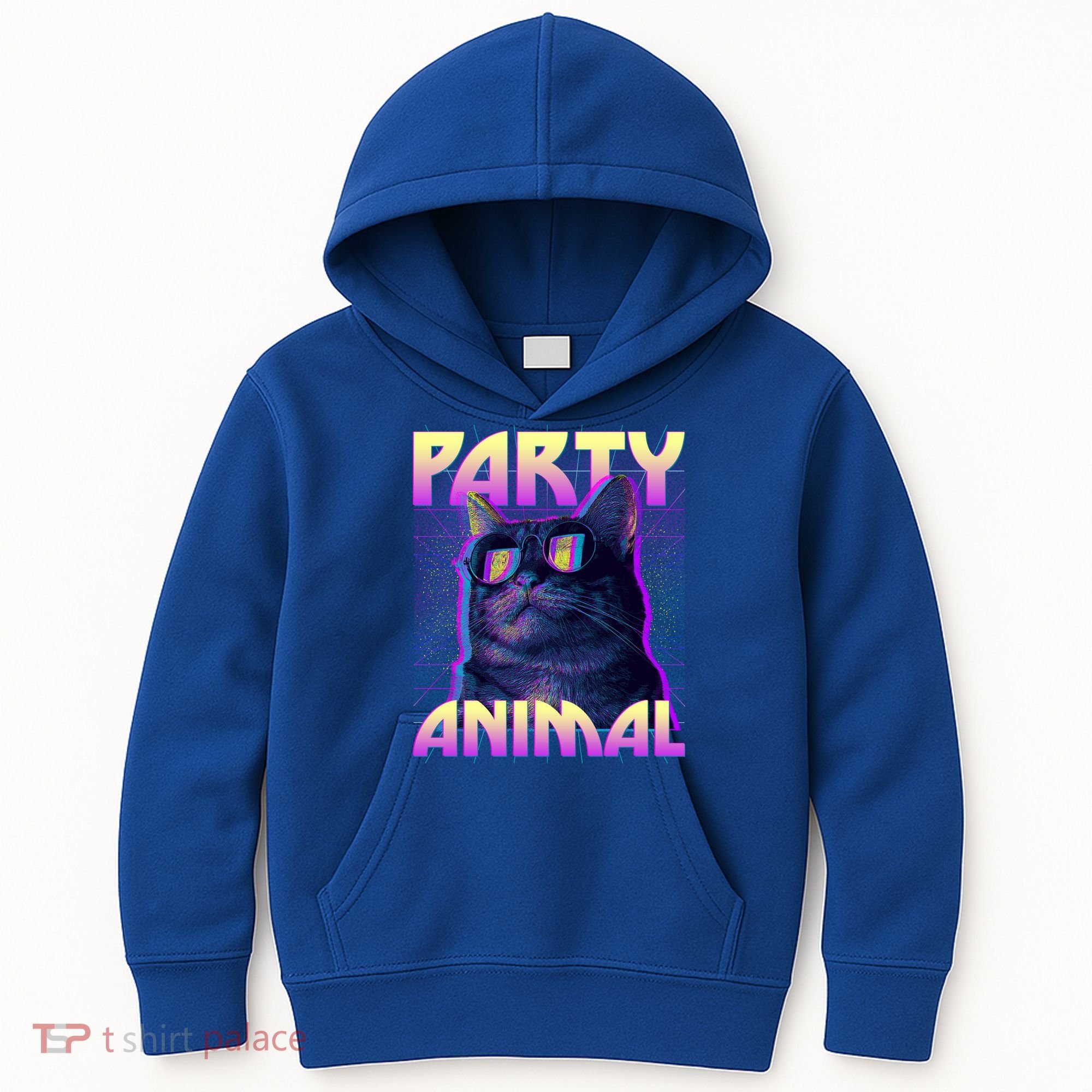 Funny Retro 80s Eighties Party Animal Cat Kids Hoodie