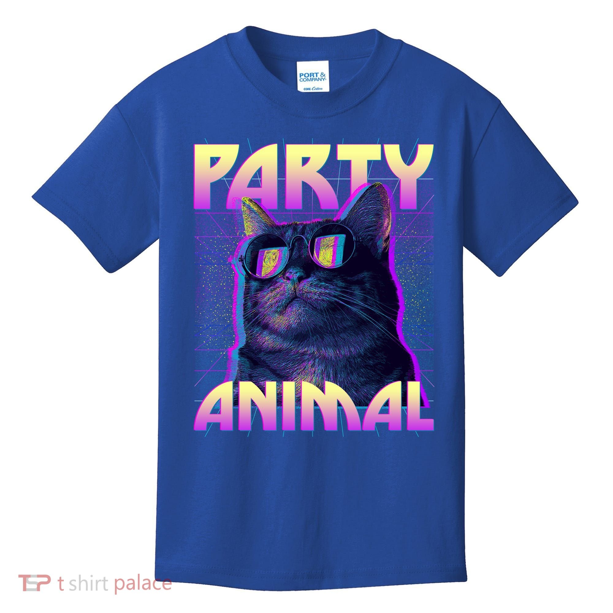Funny Retro 80s Eighties Party Animal Cat Kids T-Shirt