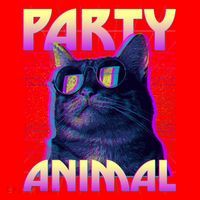 Funny Retro 80s Eighties Party Animal Cat Santa Hat thumb 1