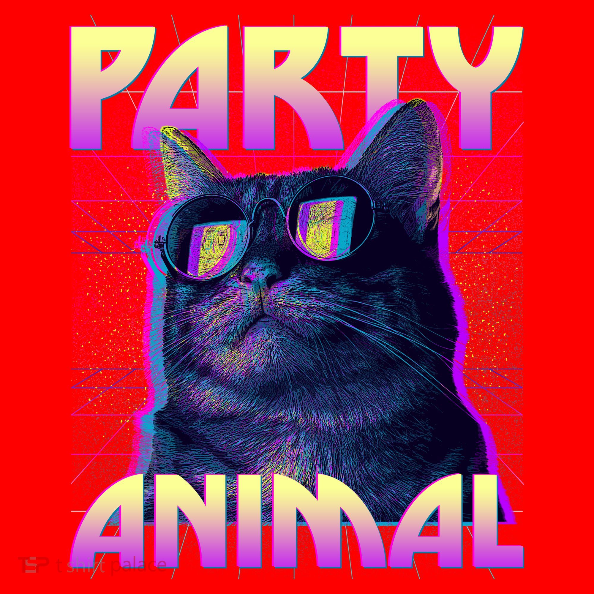 Funny Retro 80s Eighties Party Animal Cat Santa Hat