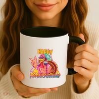Funny Retro 80s 90s Thanksgiving Turkey Coffee Mug thumb 3
