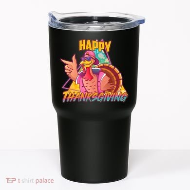 Funny Retro 80s 90s Thanksgiving Turkey Tumbler