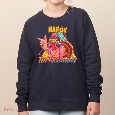 Funny Retro 80s 90s Thanksgiving Turkey Women's Sweatshirt