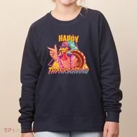 Funny Retro 80s 90s Thanksgiving Turkey Women's Sweatshirt thumb 0