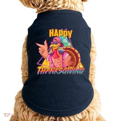 Funny Retro 80s 90s Thanksgiving Turkey Doggie Tank