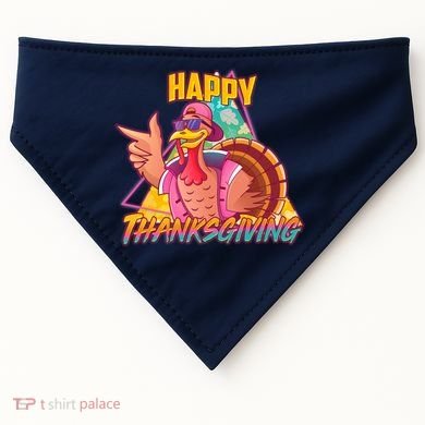 Funny Retro 80s 90s Thanksgiving Turkey USA-Made Doggie Bandana