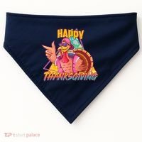 Funny Retro 80s 90s Thanksgiving Turkey USA-Made Doggie Bandana thumb 0