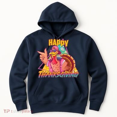 Funny Retro 80s 90s Thanksgiving Turkey Hoodie
