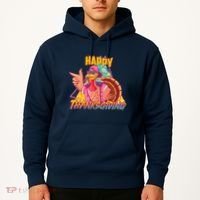 Funny Retro 80s 90s Thanksgiving Turkey Hoodie thumb 2