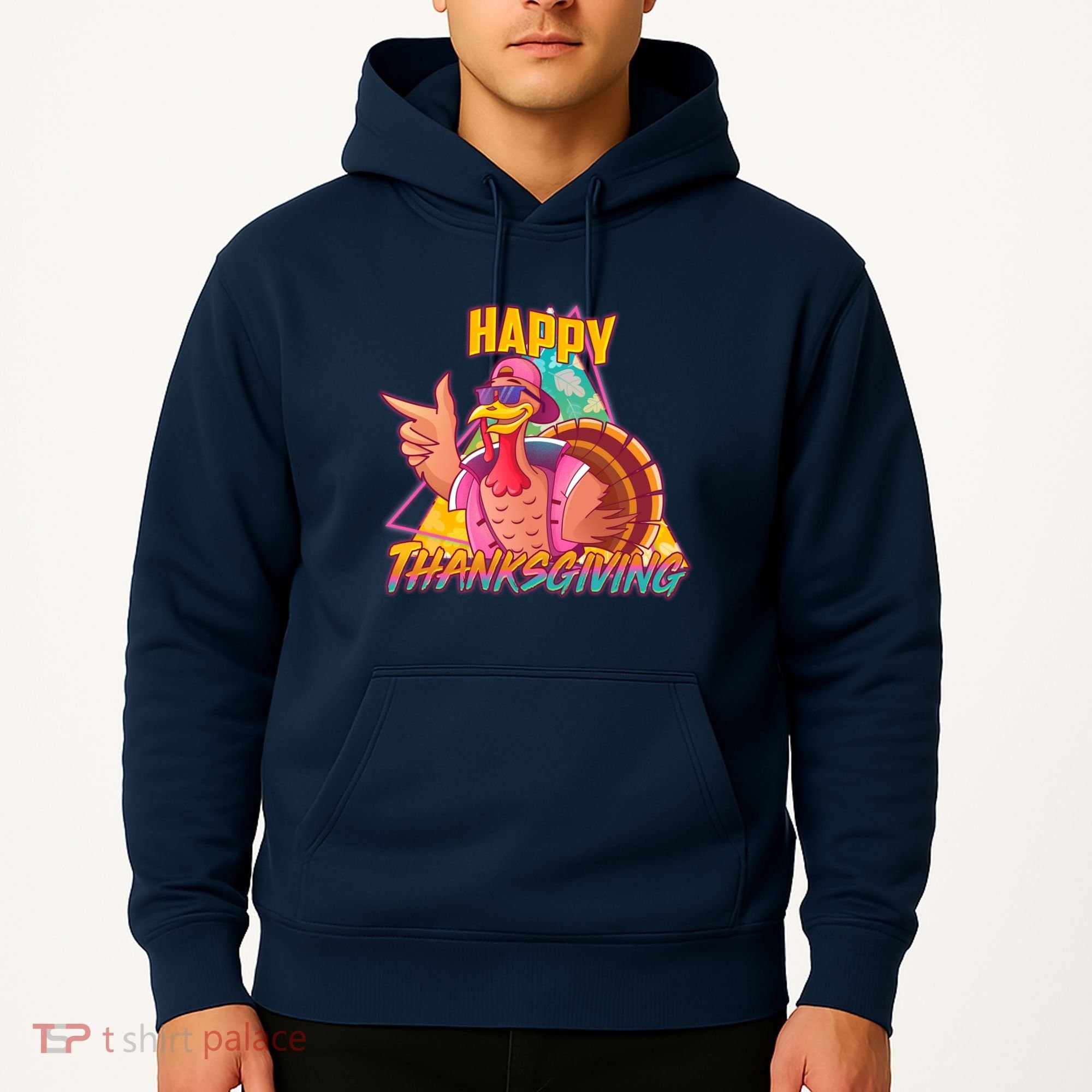 Funny Retro 80s 90s Thanksgiving Turkey Hoodie