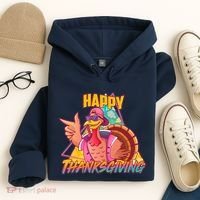 Funny Retro 80s 90s Thanksgiving Turkey Hoodie thumb 4